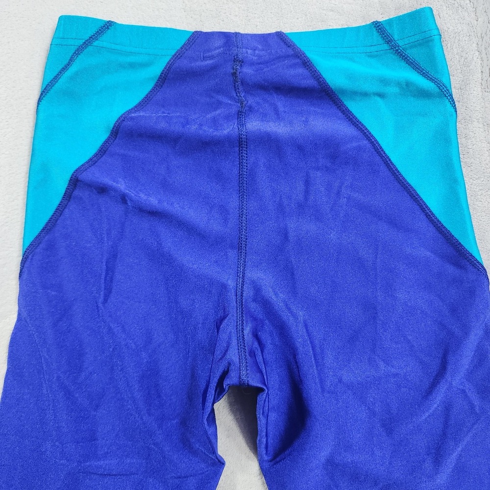 Vintage Leggings Womens M Blue Chevron Coolorblock Capri Cycling Yoga Workout - Picture 3 of 9